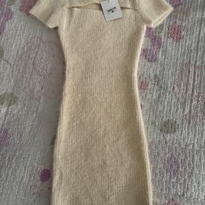Elegant Cream Knit Dress